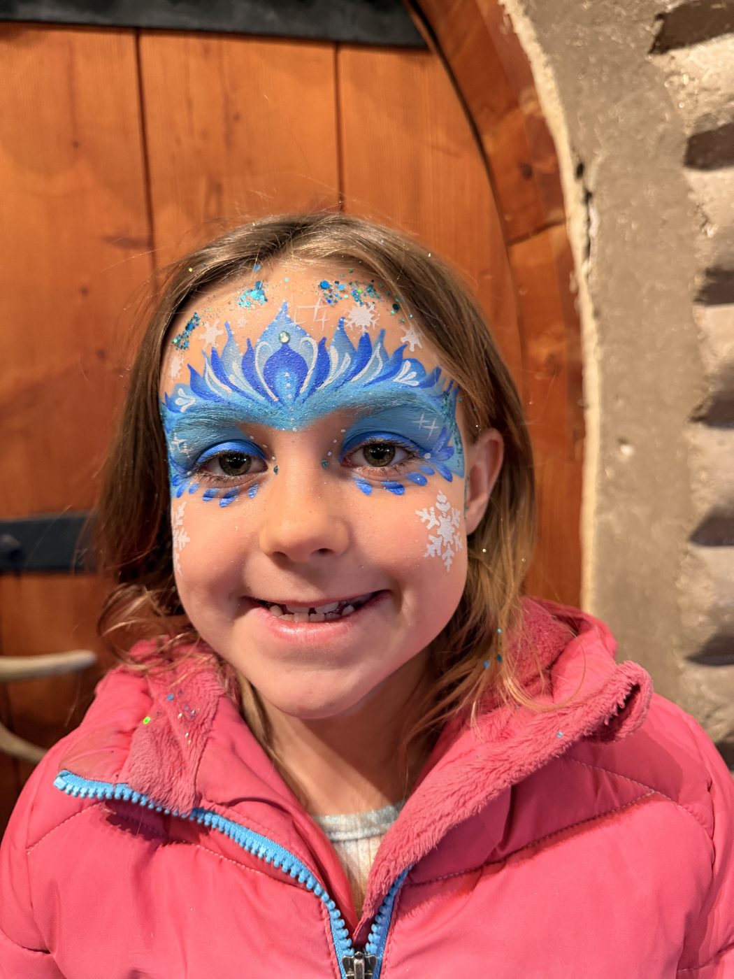 Ice princess crown face paint with glitter